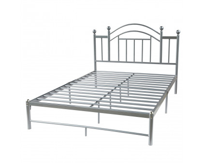 FaFurn - Full Size Platform Bed Frame with Headboard and Footboard in Silver, Metal