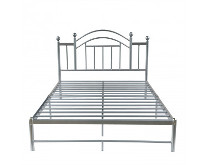 FaFurn - Full Size Platform Bed Frame with Headboard and Footboard in Silver, Metal