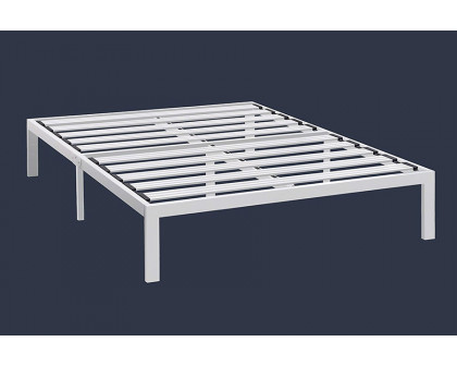 FaFurn - Full Size Heavy Duty Metal Platform Bed Frame in White