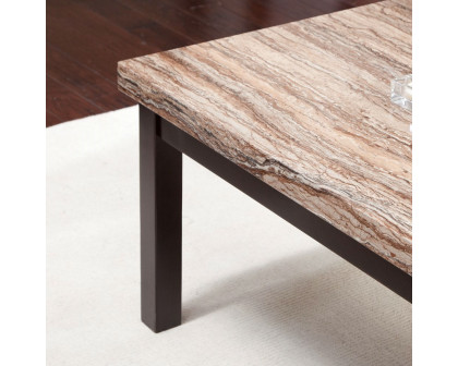 FaFurn™ Coffee Table with Faux Marble Top - Wood