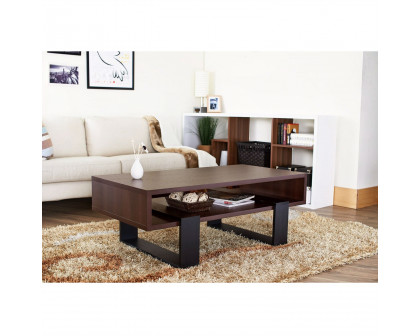 FaFurn™ Modern Coffee Table - Black/Walnut