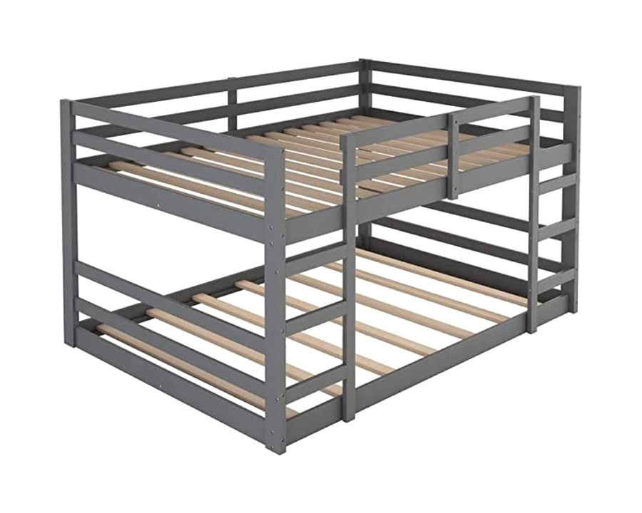 FaFurn - Full Modern Low Profile Bunk Bed in Gray Wood Finish