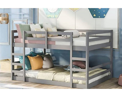 FaFurn - Full Modern Low Profile Bunk Bed in Gray Wood Finish