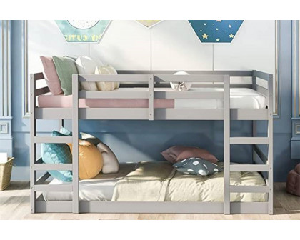 FaFurn - Full Modern Low Profile Bunk Bed in Gray Wood Finish