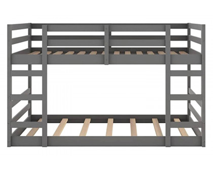 FaFurn - Full Modern Low Profile Bunk Bed in Gray Wood Finish