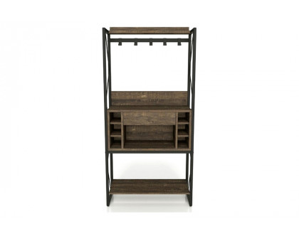 FaFurn - Farmhouse Oak Iron Baker'S Wine Storage Rack