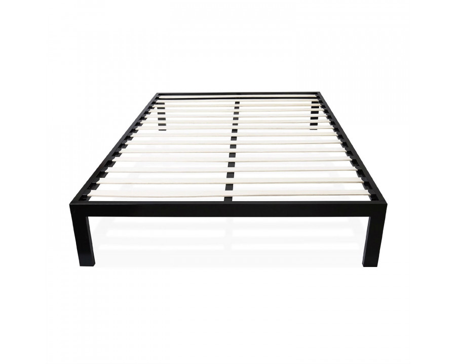 FaFurn - Full Size Platform Bed Frame with Wooden Slats in Black, Metal