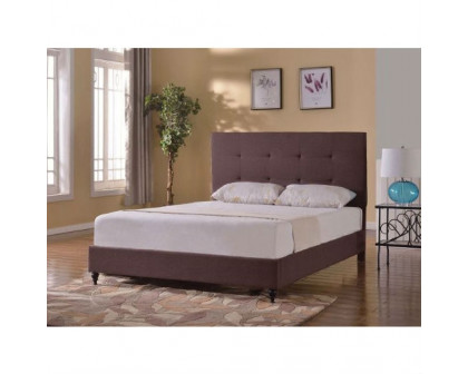 FaFurn - Full Size Platform Bed Frame with Tufted Headboard in Brown