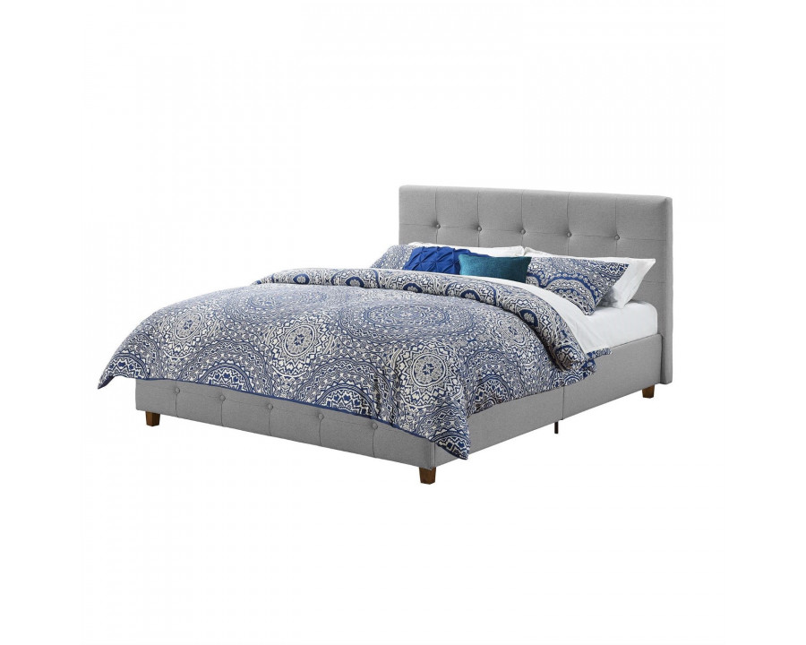 FaFurn - Full Size Platform Bed Frame with Button-Tufted Headboard