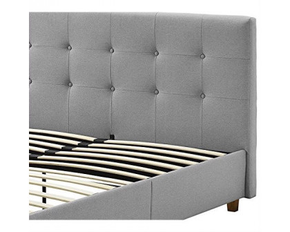 FaFurn - Full Size Platform Bed Frame with Button-Tufted Headboard