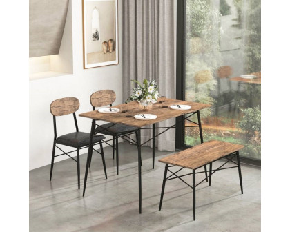 FaFurn - 4-Piece Modern Dining Set with Table 2 Chairs and Bench in Rustic Brown, Wood