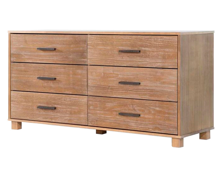 FaFurn Modern Farmhouse Solid 6 Drawers Double Dresser - Pine, Wood