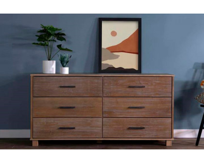 FaFurn Modern Farmhouse Solid 6 Drawers Double Dresser - Pine, Wood