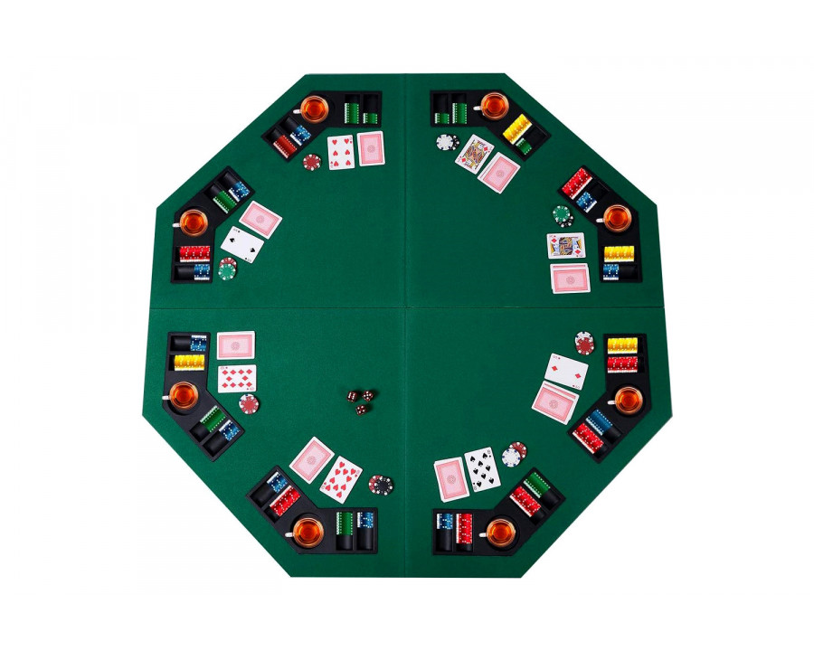 FaFurn - Folding 48-Inch Octagon 8 Player Poker Table Top with Carry Case