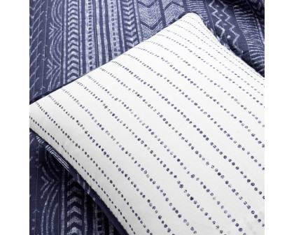 FaFurn Full/Queen Size Scandinavian Reversible Quilt Set - Navy Blue/White, Cotton