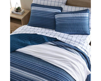 FaFurn Full/Queen Size Reversible Quilt Set - Blue, Cotton