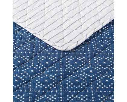 FaFurn Full/Queen Size Reversible Quilt Set - Blue/White, Cotton