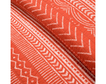 FaFurn Full/Queen Size Scandinavian Reversible Quilt Set - Orange/White, Cotton