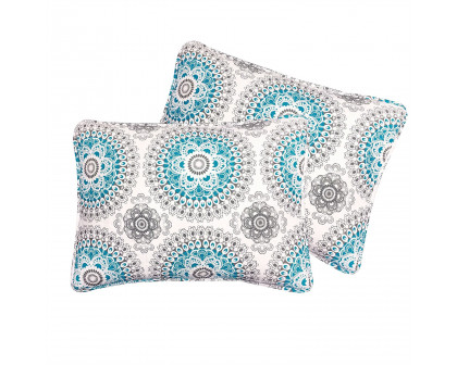 FaFurn - 3-Piece Full/Queen Size Quilt Set in Aqua Blue/White, Cotton