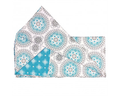 FaFurn - 3-Piece Full/Queen Size Quilt Set in Aqua Blue/White, Cotton