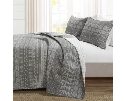 FaFurn Full/Queen Size Scandinavian Reversible Quilt Set - Dark Gray, Cotton