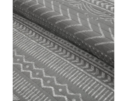 FaFurn Full/Queen Size Scandinavian Reversible Quilt Set - Dark Gray, Cotton