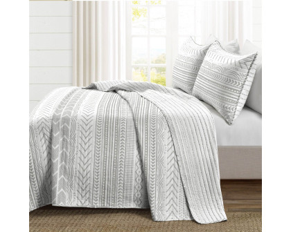 FaFurn Full/Queen Size Scandinavian Reversible Quilt Set - Gray/White, Cotton