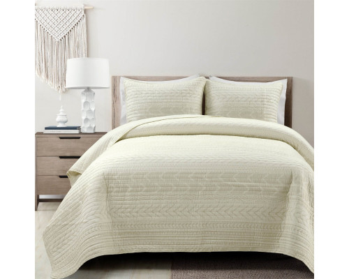 FaFurn Full/Queen Size Scandinavian Reversible Quilt Set - Ivory/Beige, Cotton