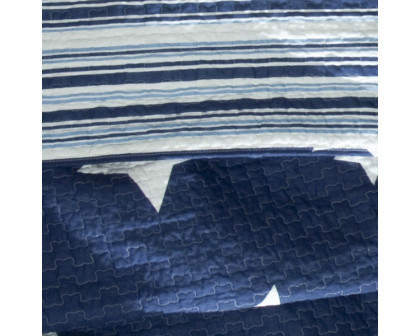 FaFurn - Full/Queen Size Stars/Stripes Bedspread Set in Navy