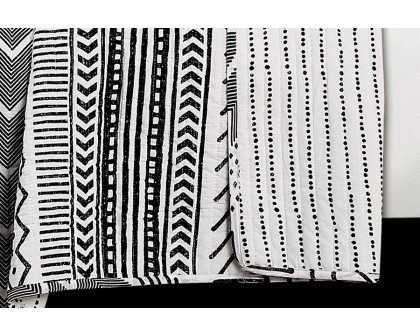 FaFurn 3 Piece Scandinavian Reversible Cotton Set - Black/White, Full/Queen Size