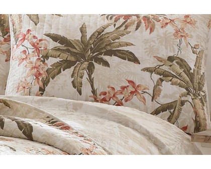 FaFurn - Cotton Coastal Palm Tree Floral 3 Piece Reversible Quilt Set