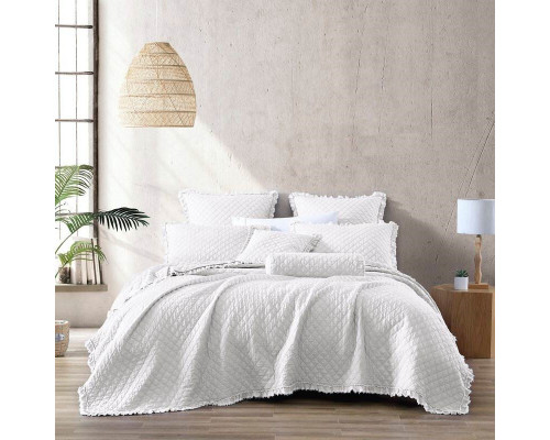 FaFurn Farmhouse Full Size Bedspread Set - White, Microfiber