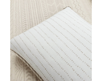 FaFurn Full/Queen Size Scandinavian Reversible Quilt Set - Beige/Tan/White, Cotton