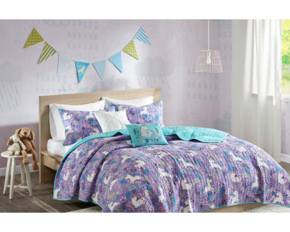 FaFurn 100% Cotton Kids Unicorn Quilt Coverlet Bedspread Set - Full/Queen Size