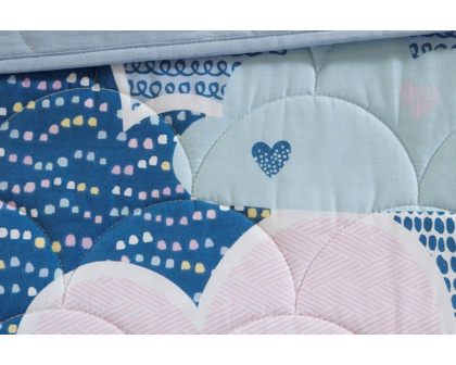 FaFurn Kids Unicorn Clouds Quilt Coverlet Bedspread Set - Blue/Pink, Twin/Twin XL Size