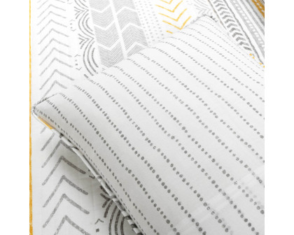 FaFurn Full/Queen Size Scandinavian Reversible Quilt Set - Gray/Yellow/White, Cotton