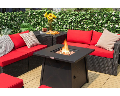 FaFurn - 50,000 Btu Black Steel Square Portable Lp Gas Propane Fire Pit Table