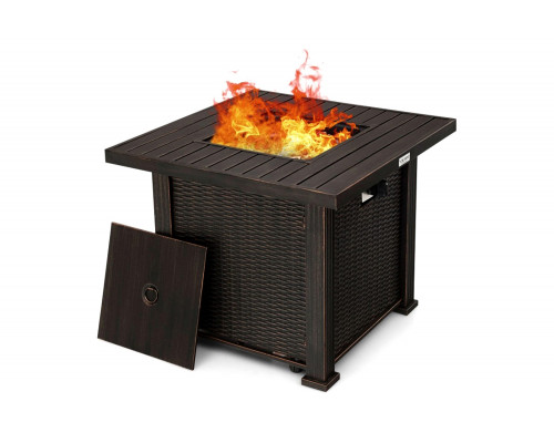 FaFurn - Outdoor Square Propane Gas Fire Pit Table with Adjustable Flame