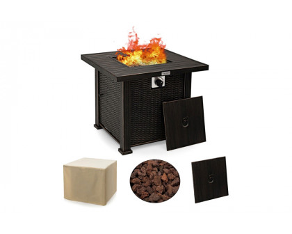 FaFurn - Outdoor Square Propane Gas Fire Pit Table with Adjustable Flame