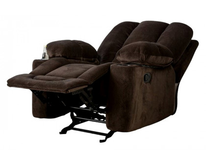 FaFurn™ Traditional Upholstered Manual Reclining Sofa Chair W/ 2 Cup Holders and Footrest - Brown