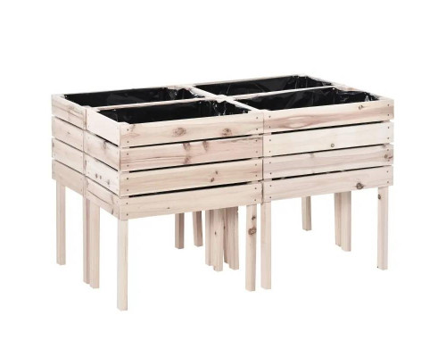 FaFurn - 4-Piece Garden Bed Planter Box in Fir Wood