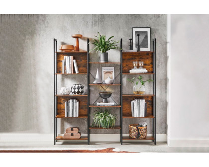 FaFurn - Industrial Farmhouse Rustic 14-Shelves Bookcase in Brown/Black, Wood/Metal