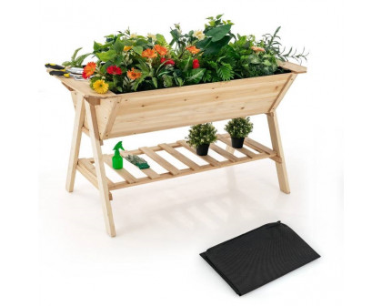 FaFurn - 2-Tier Garden Bed Planter Box in Natural, Plastic