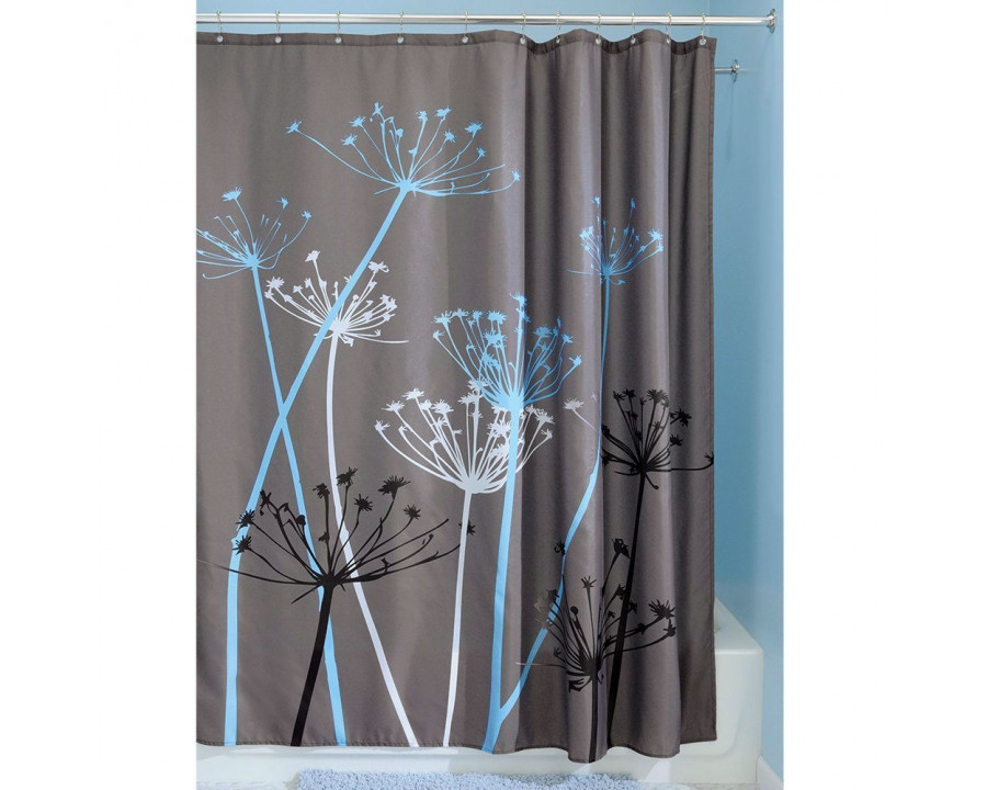 FaFurn - Modern Floral Shower Curtain in Gray/Blue, Polyester