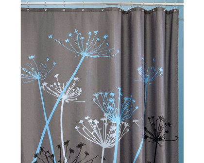 FaFurn - Modern Floral Shower Curtain in Gray/Blue, Polyester