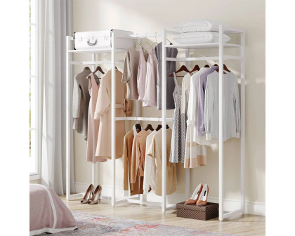 FaFurn - Garment Rack Clothes with 4 Clothes Hanging Rods and 2 Wood Storage Shelves