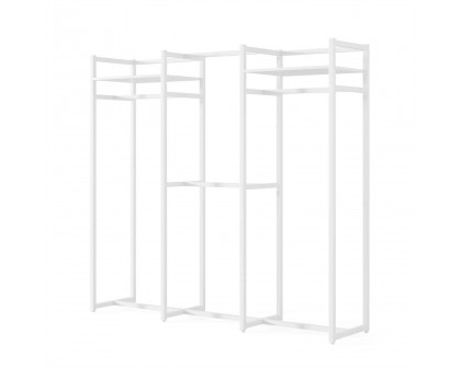 FaFurn Garment Rack Clothes with 4 Clothes Hanging Rods - White, Metal