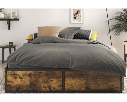 FaFurn Metal Wood Platform Bed Frame with 4 Storage Drawers - Full Size