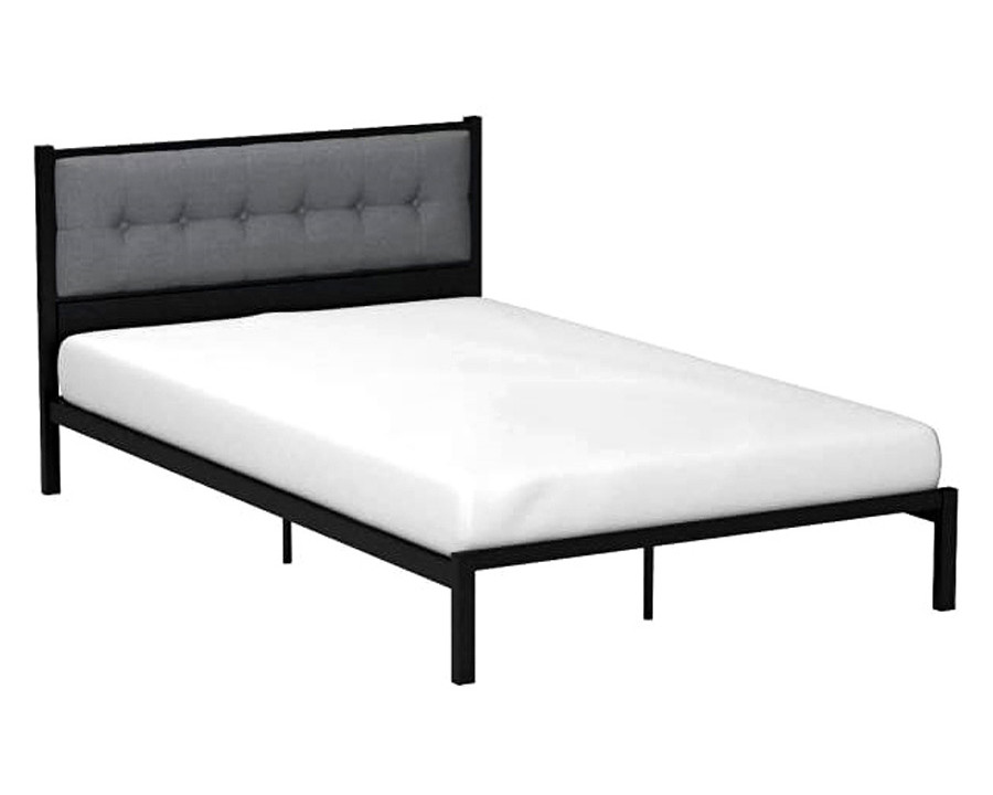 FaFurn Metal Platform Bed Frame with Button Tufted Upholstered Headboard - Full Size