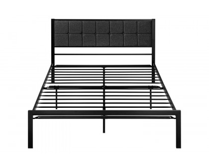 FaFurn Metal Platform Bed Frame with Button Tufted Upholstered Headboard - Full Size